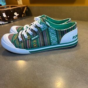 Rocket Dog Women’s Jazzin Green Stripe Sneakers